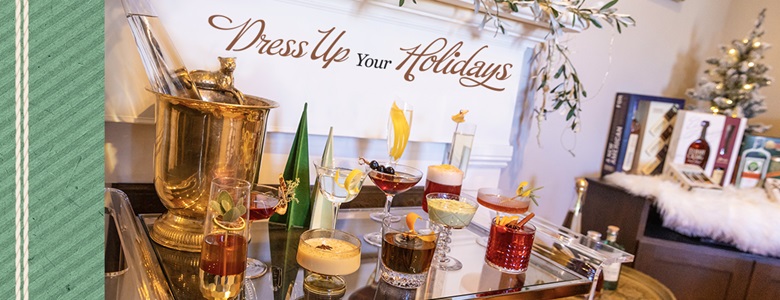 Holiday Cocktails on a Barcart