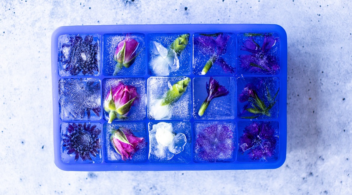 Ice Cubes infused with a various assortment of flowers