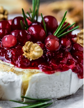 Boozy Brie with Cranberry Walnut Topping